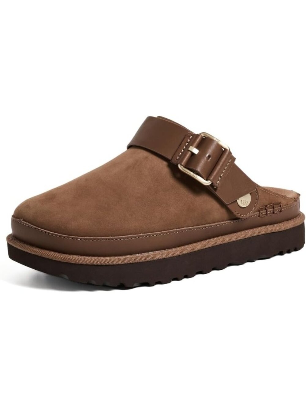Ugg Women's Dark Chestnut Round Toe Heel Strap Golden Star Villa Clog Slippers